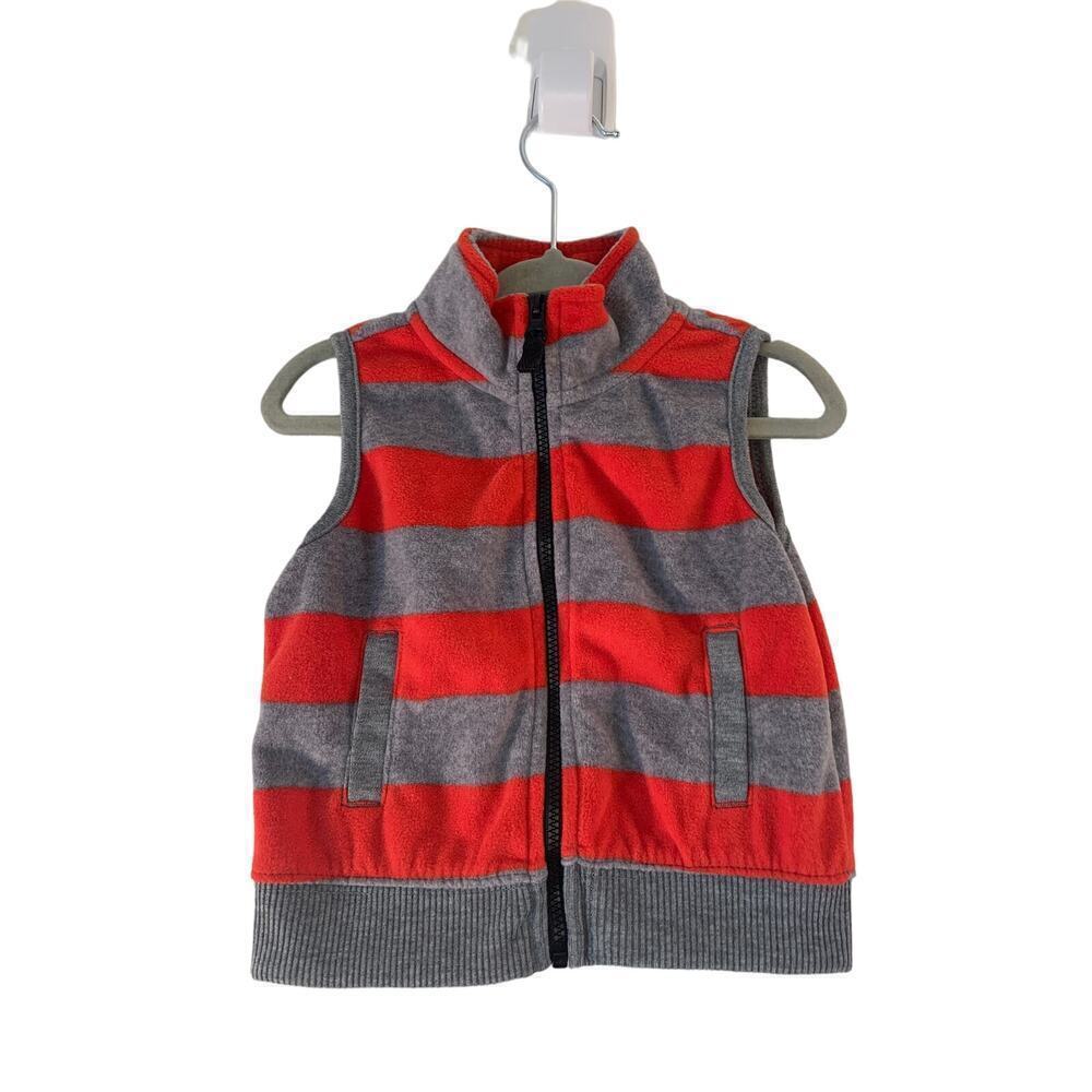 CARTER’S Boys Striped Fleece Zip Vest / Size: 9 Months